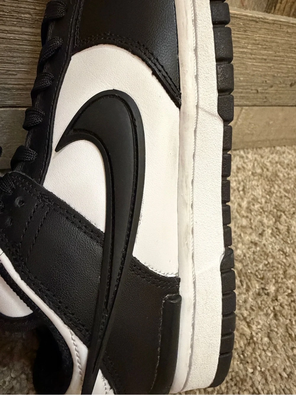 Nike Dunk Low Twist Panda Black White Leather Sneakers Size 9 DZ2794-001